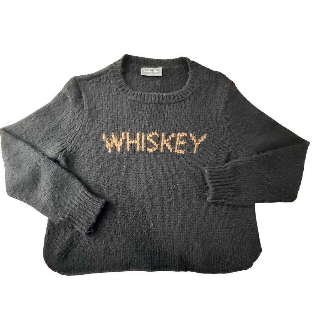 Wooden Ships Sweater WHISKEY Black Mohair Wool Blend Size XS/S Chunky‎ Oversized